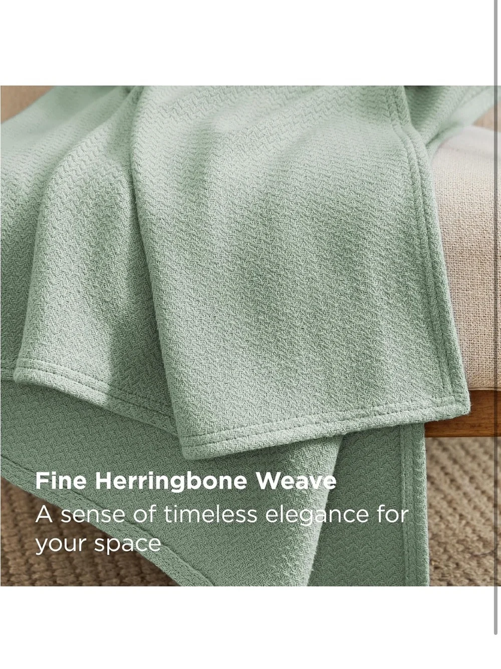 NEW Bedsure GentleSoft 100% Cotton Blanket. Breathable, Lightweight, Herringbone